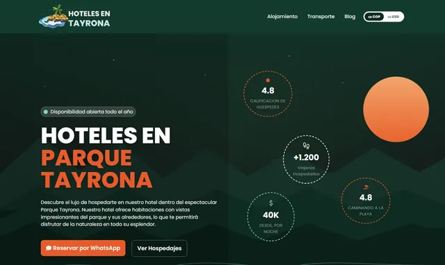 Página web de Hotel en Tayrona