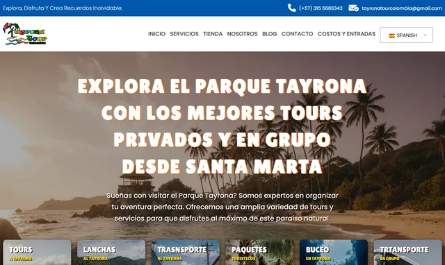 Página web de Tayrona Tour